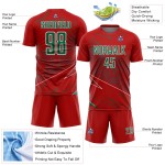 Red Sublimation Soccer Green-White Sports Jersey Lines Uniform Custom Kelly