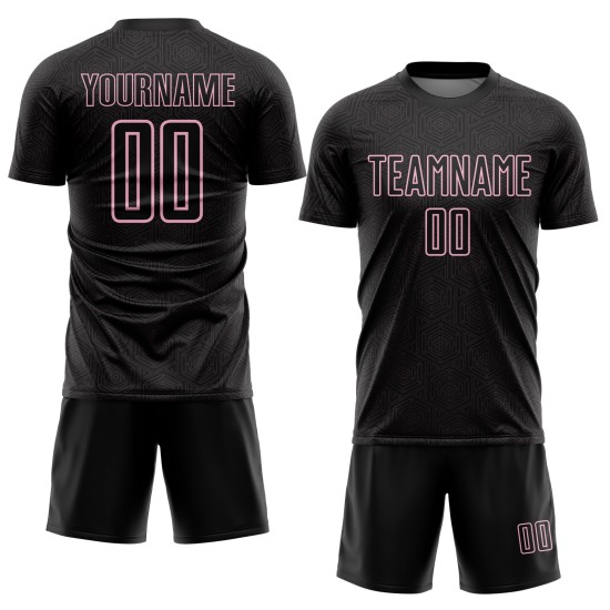 Soccer Sports Light Jersey Sublimation Custom Shape Geometric Pink Black Uniform