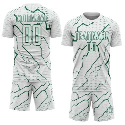 Custom Lightning Green Sublimation Uniform Jersey Kelly Soccer Sports White