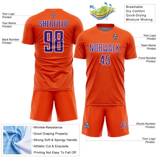 Shape Custom Sports Jersey Purple-White Orange Soccer Uniform Geometric Sublimation